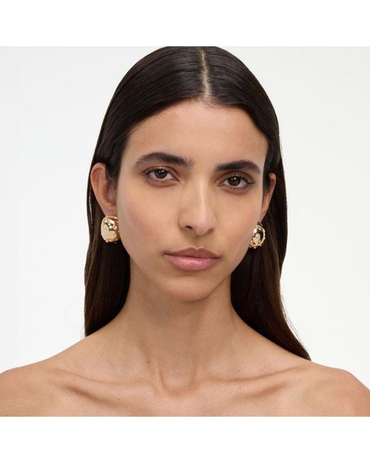 Self-Portrait Metallic Curved Crystal Earring