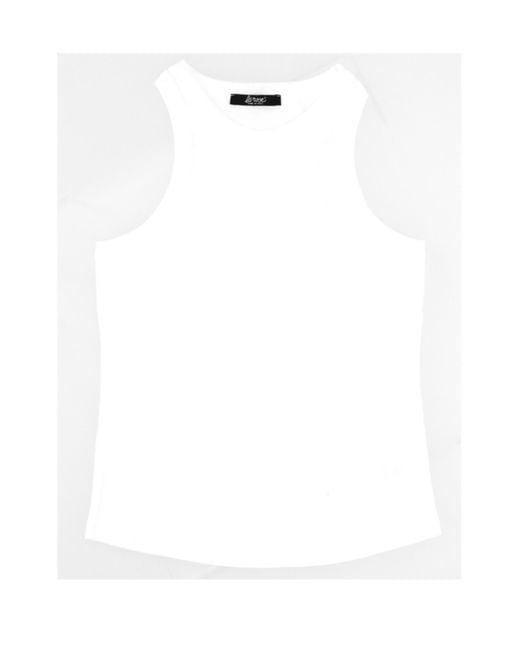 Lela Rose White Ribbed Cotton Tank Top