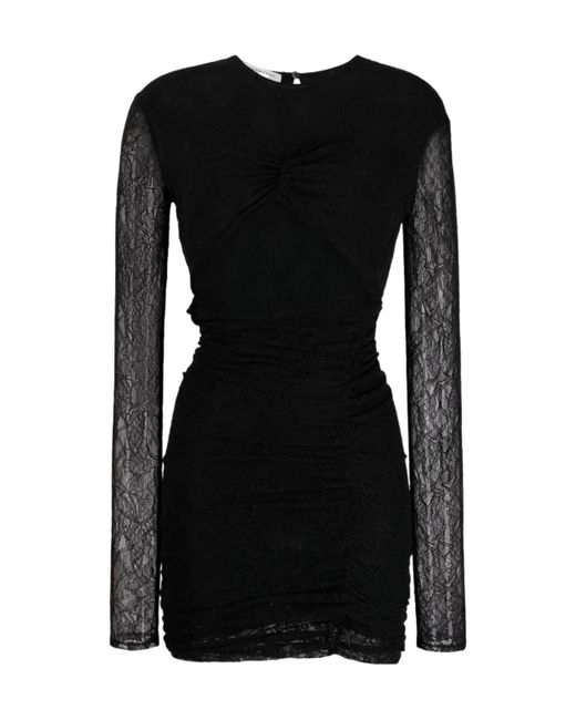 Philosophy Di Lorenzo Serafini Black Chantilly-Lace Ruched Minidress