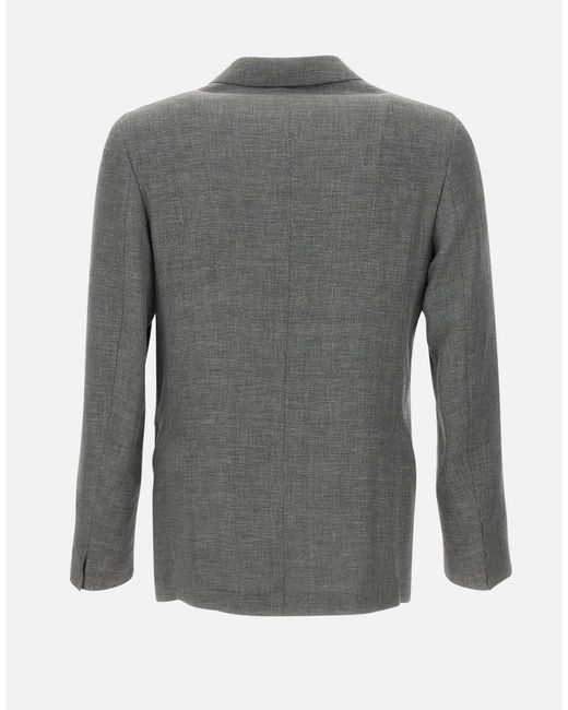 Eleventy Gray Double-Breasted Peak-Lapel Blazer for men