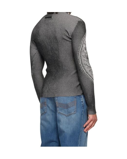 Jean Paul Gaultier Gray Laurel Stamp Jacquard Long-Sleeves Sweater for men