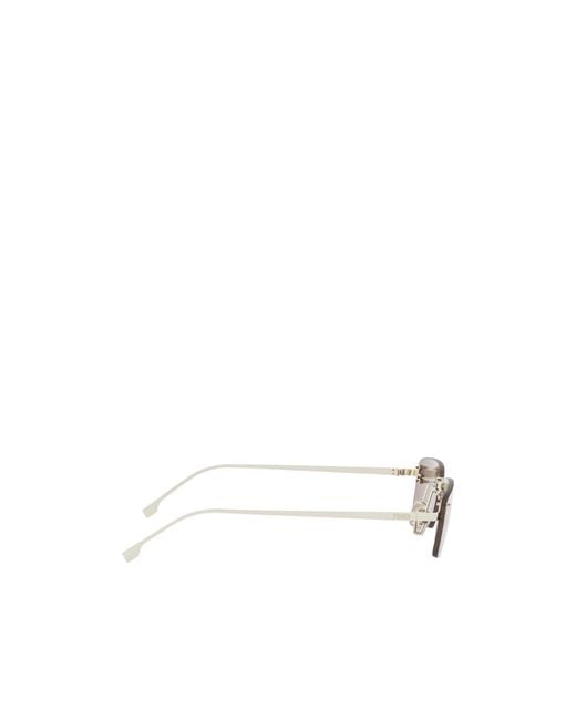 Fendi White Eyewear Rectangular Frame Sunglasses