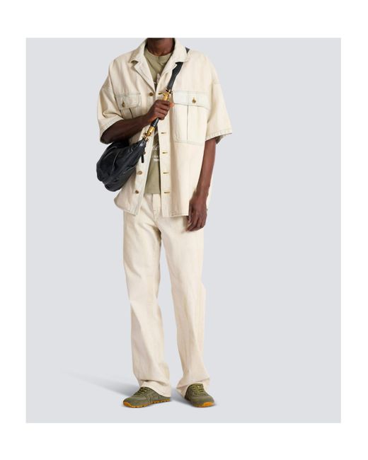 Balmain White Faded Denim Overshirt for men