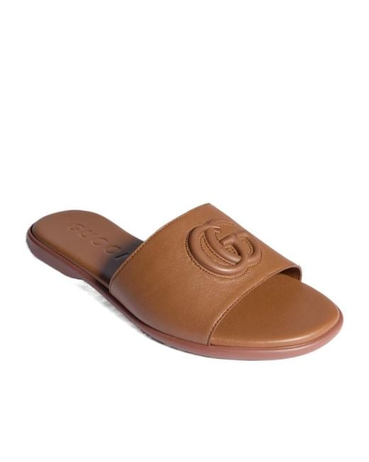 Gucci Brown Double G Slide Sandals