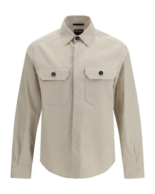 Zegna Gray Long-Sleeved Shirt for men