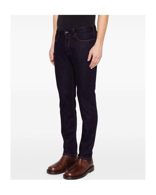 Emporio Armani Blue Logo-Patch Five-Pockets Jeans for men