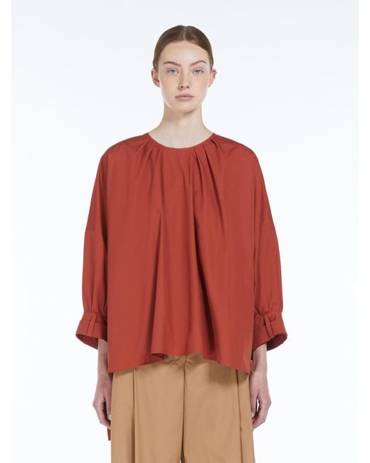 Max Mara Red 'S Crewneck Long-Sleeved Top