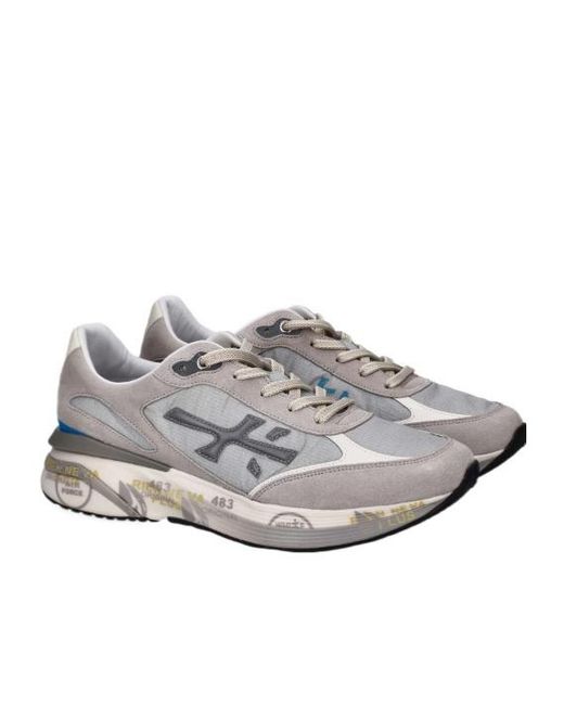 Premiata Gray Moe Run Logo-Applique Sneakers for men