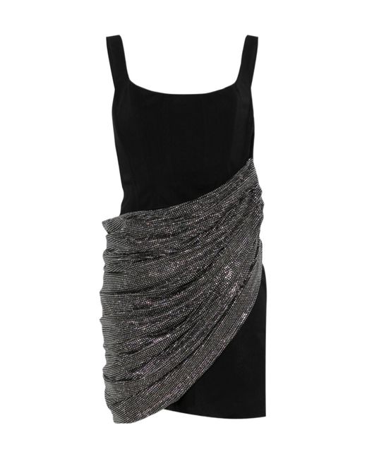 GIUSEPPE DI MORABITO Black Asymmetric Draped Mini Dress