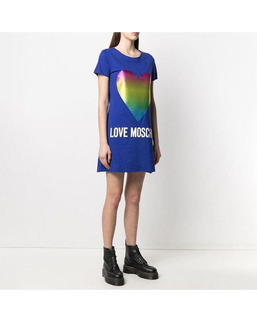 Moschino Blue Logo T-Shirt Dress