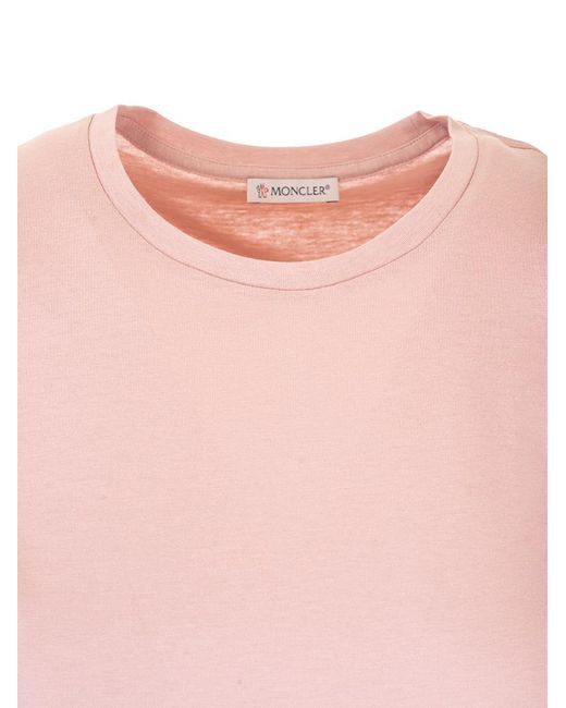 Moncler Pink Logo Patch T-Shirt
