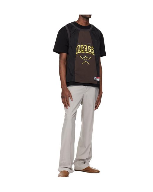 ANDERSSON BELL Black Basketball Jersey Layered T-Shirt for men