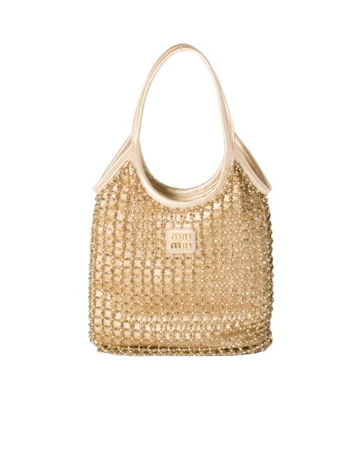 Miu Miu Natural Ivy Beaded Duchesse Bag