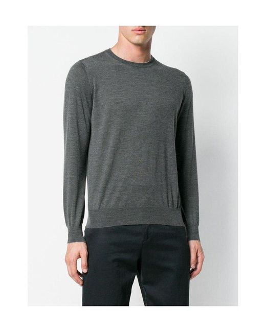 Brunello Cucinelli Gray Crewneck Knitted Jumper for men