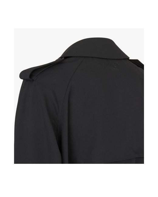 Fendi Black Double Breasted Belted Coat for men