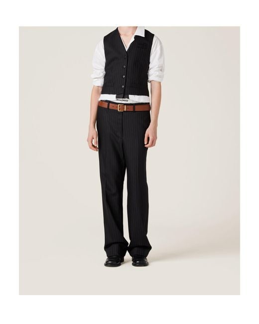 Miu Miu Black Pinstripe Pants