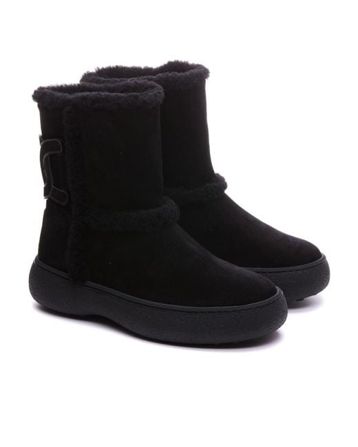 Tod's Black Tods Logo Patch Boots
