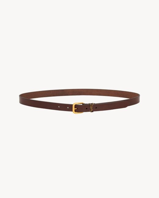 Saint Laurent White Cassandre Rectangular Buckle Belt for men
