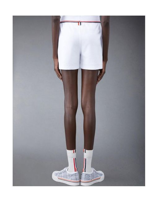 Thom Browne White Logo Patch Drawstring Shorts