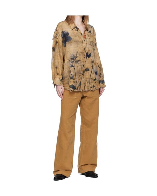 R13 Natural Wide-Leg Cargo Casual Pants