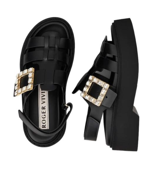 Roger Vivier Black Viv' Rangers Sandals