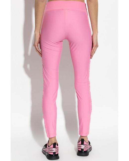 Versace Jeans Pink Couture Logo Detailed Stretched Leggings
