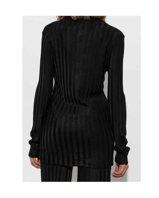 Tom Ford Black Stripe Pattern Button-Up Shirt