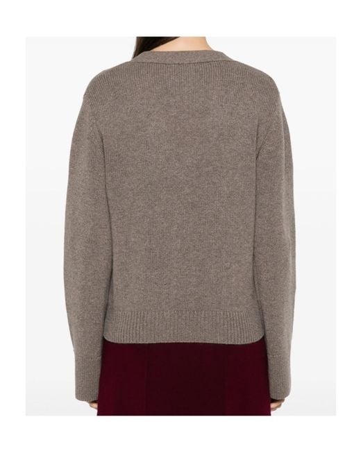 Lisa Yang Brown Danni V-Neck Button-Up Cardigan