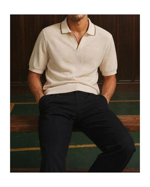 Gran Sasso White Short-Sleeved V-Neck Polo Shirt for men