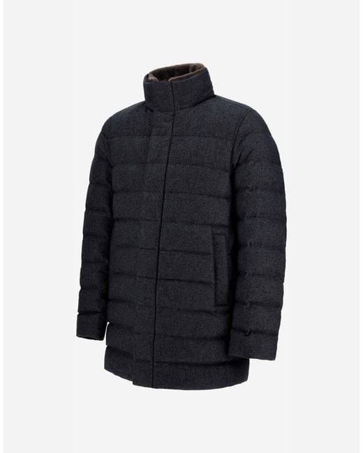 Herno Blue Long-Sleeved Down Coat for men