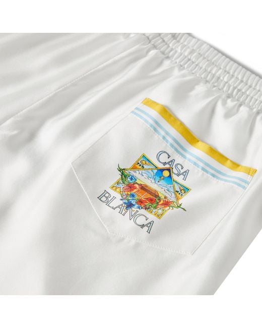 Casablanca White Drawstring Athletic Shorts for men