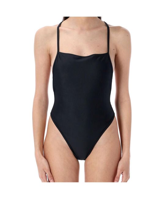 MARINE SERRE Black Jersey One Piece Swimsuit