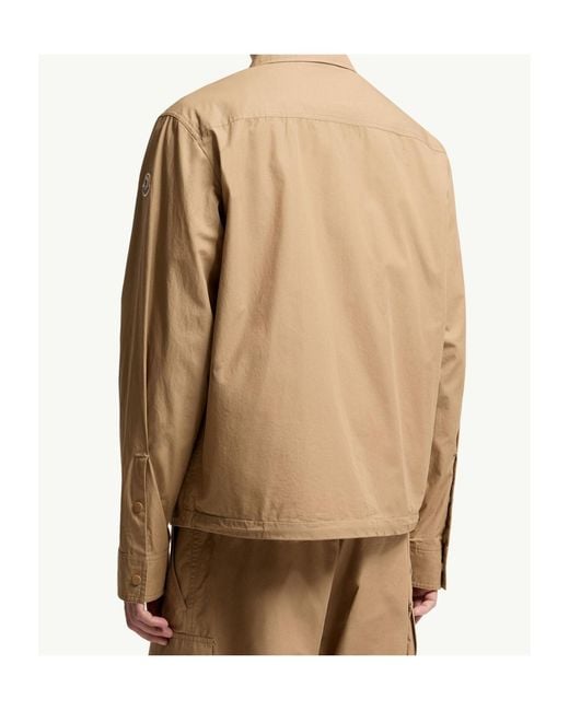Moncler Natural Logo Patch Zipped Shirt Jacket for men