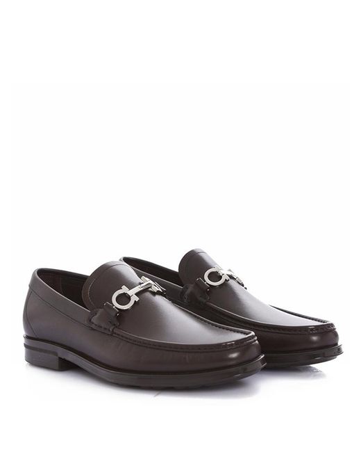 Ferragamo Brown Logo Details Business Casual Shoes for men