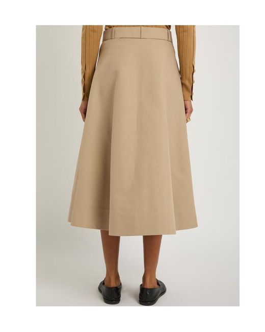 Moncler Natural Belted Cotton-Poplin Midi Skirt