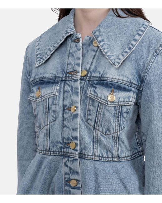 Ganni Blue Collared Long-Sleeved Denim Jacket