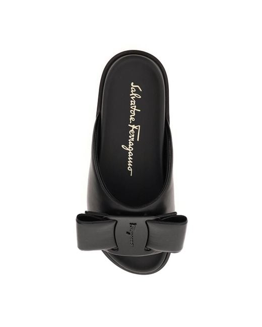 Ferragamo Black Virgil Bow-Detail Leather Sandals