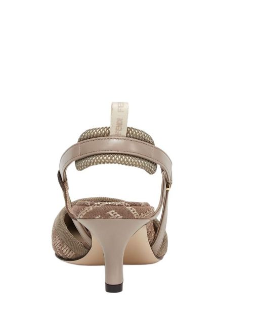 Fendi Multicolor Logo Detailed Slingback Pumps