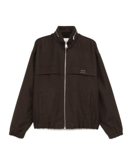 AMI Brown Ami Alexandre Mattiussi Elasticated Waist Zipped Windbreaker for men