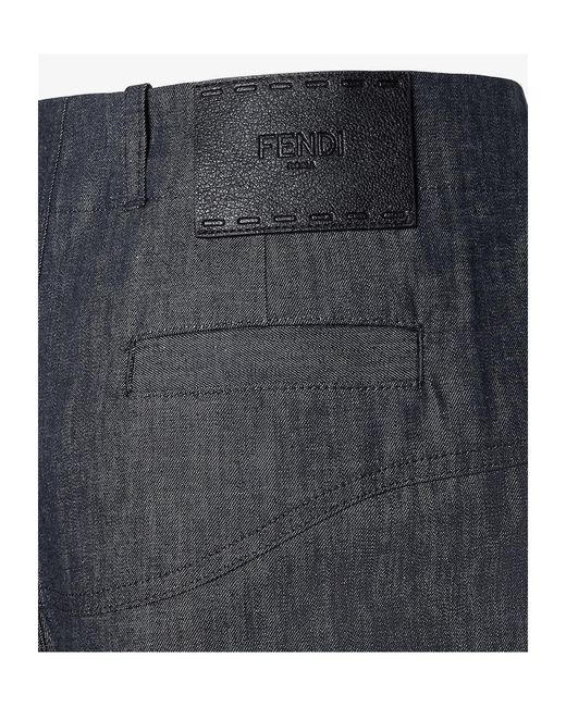 Fendi Gray Light Chambray Shorts