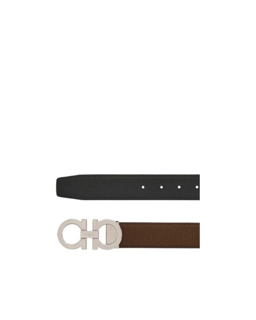 Ferragamo White Ferragamo Gancini Buckle Reversible Belt for men