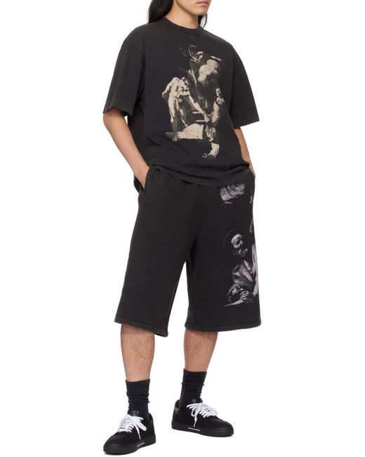 Off-White c/o Virgil Abloh Black Graphic Printed High Waist Shorts for men
