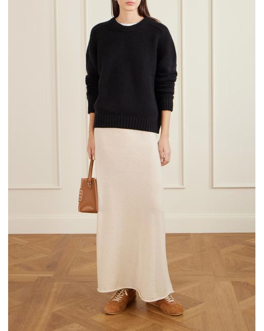 The Elder Statesman Natural Cashmere Long Skirt