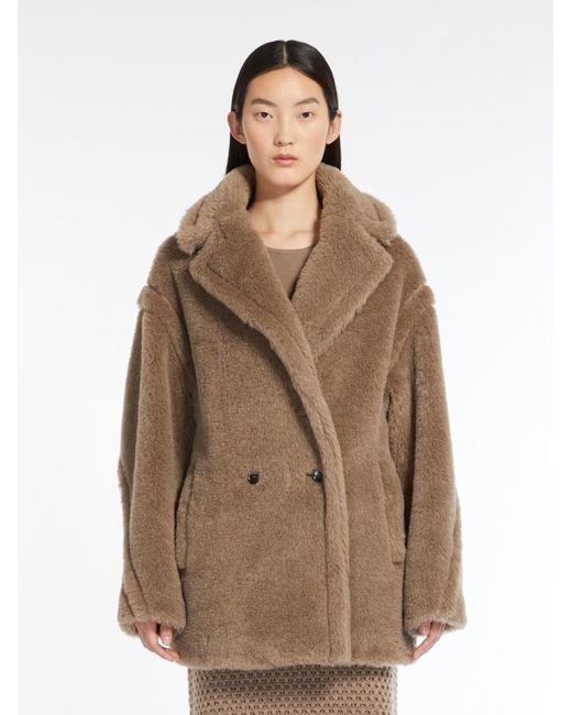 Max Mara Brown Espero Faux-Fur Double-Breasted Coat