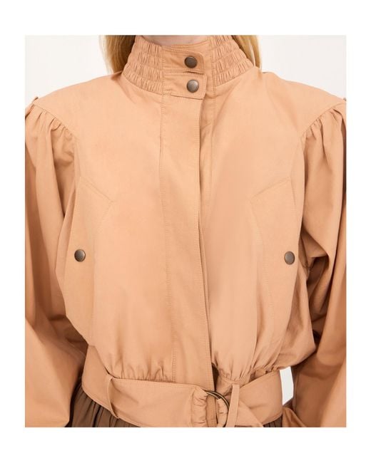 Chloé Natural Chloé Ruched Detail High-Neck Jacket