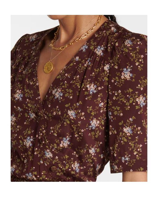 Veronica Beard Red Flower Pattern Printed Dress