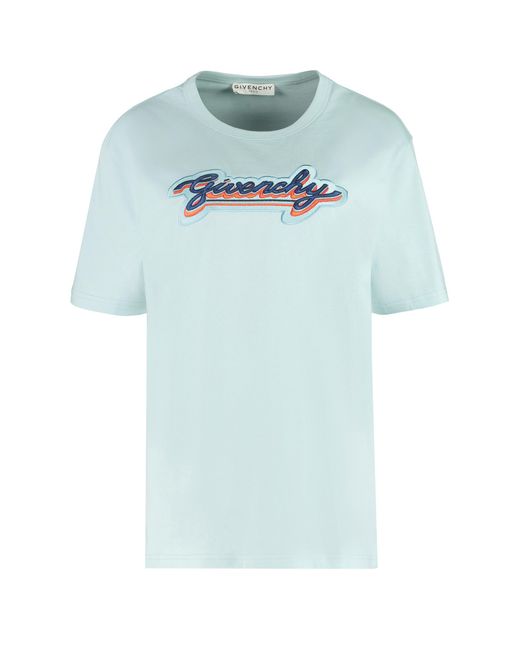 Givenchy Blue Embroidered Logo T-Shirt