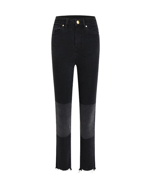 LIU REGALI Black Nine-Cent Jeans With Matching Rough Edges