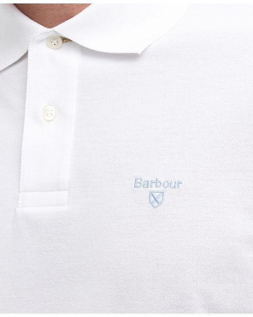 Barbour White Logo-Embroidered Cotton Polo Shirt for men