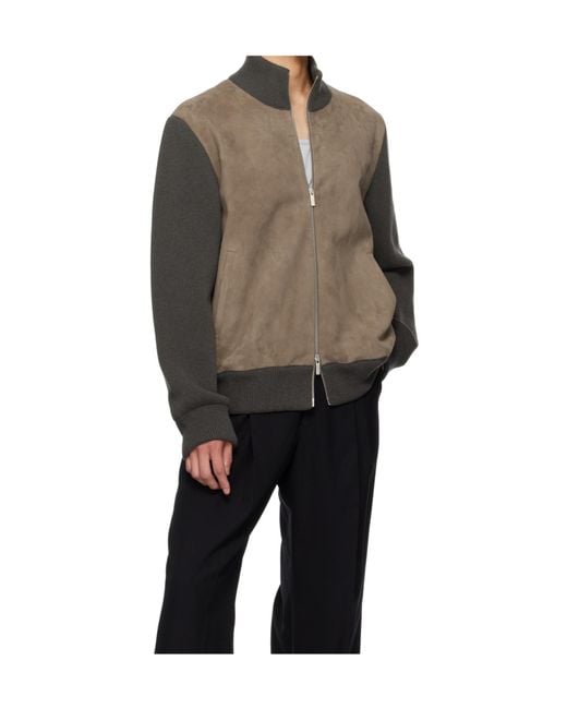 Ferragamo Brown Zip-Up Bomber Jacket for men